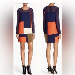 Diane Von Furstenberg Raegan #D946201L16W Silk Geometric Shift Dress Sz 6